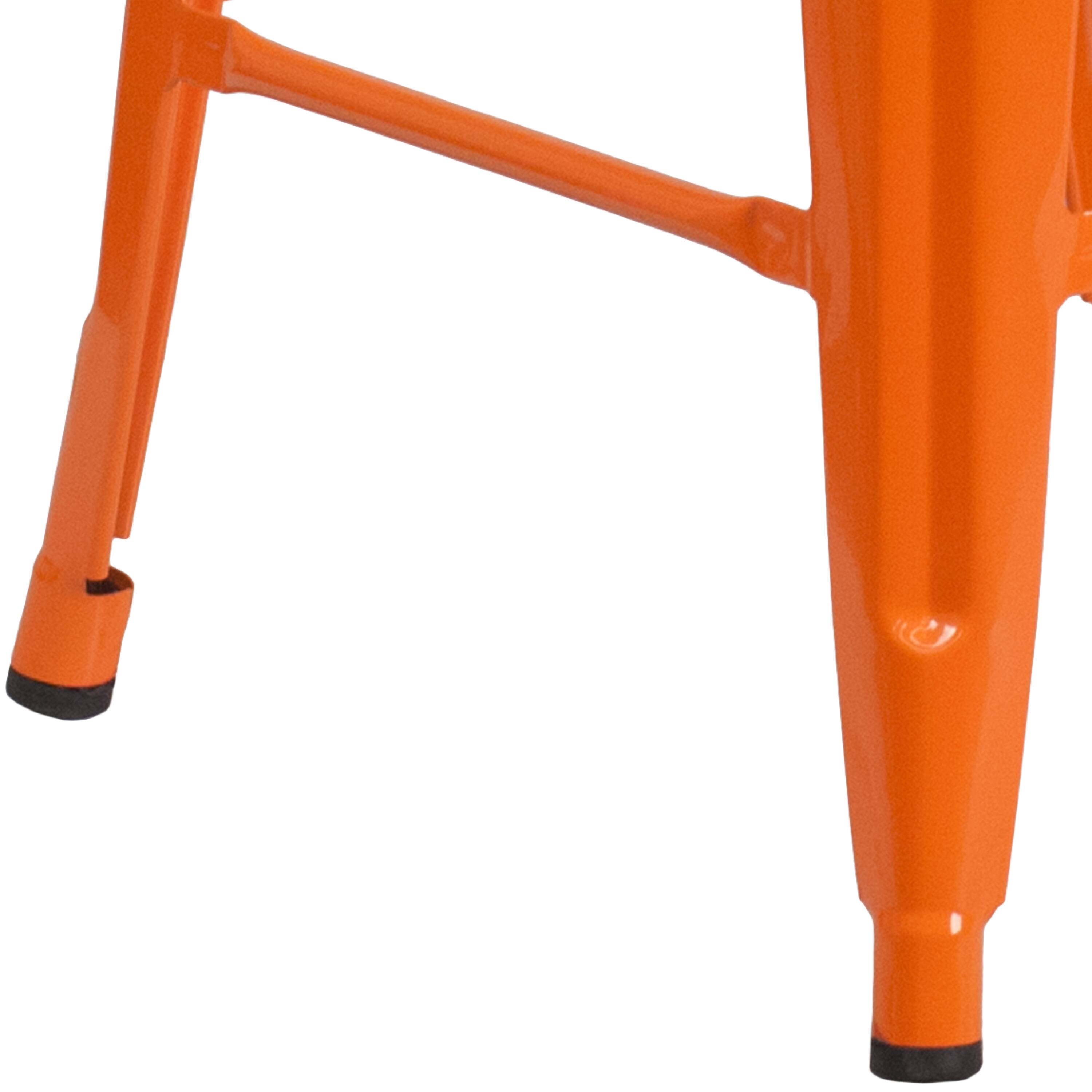 Alt View 7. Emma + Oliver - 24"H Backless Metal Counter Height Stool with Wood Seat - Orange.