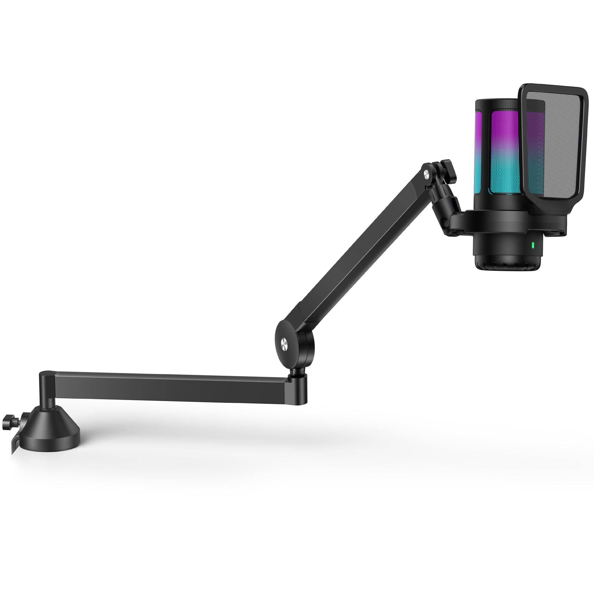 Fabibe - Usb Gaming Microphone Set Noise Cancellation Condenser Mic With Boom Arm Rgb Mute Headphones Jack For Streaming