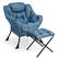 Front. Costway - Lazy Sofa Armchair with Folding Footrest and Storage Pocket - Blue.