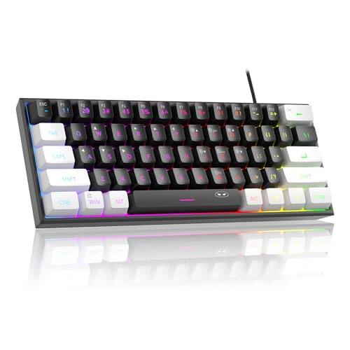 Cozy Serene - Mini 60 Gaming Rgb Backlit 61 Key Ultra-compact Ts91 Waterproof Mechanical Feeling Office Computer Keyboards For Pc - White Black