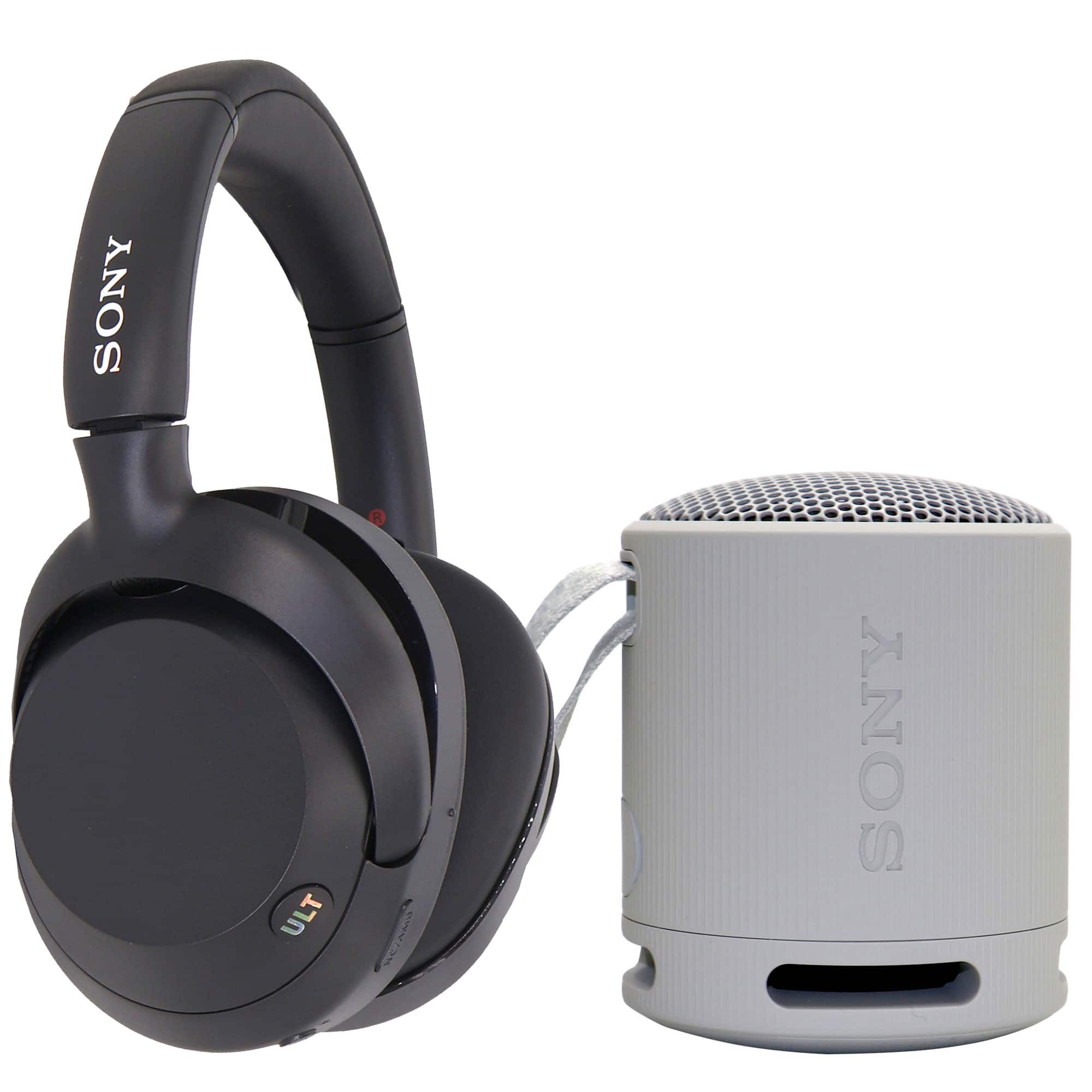 XB100 Portable Waterproof Bluetooth Speaker + Sony ULT WEAR Wireless Over-Ear Noise-Canceling Headphones - Gray