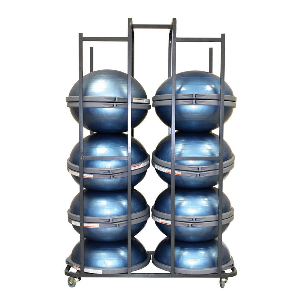 Alt View 4. Power Systems - Large Stability Ball Rack - Holds 14 Balance Trainers with Locking Casters - Gray - Gray.