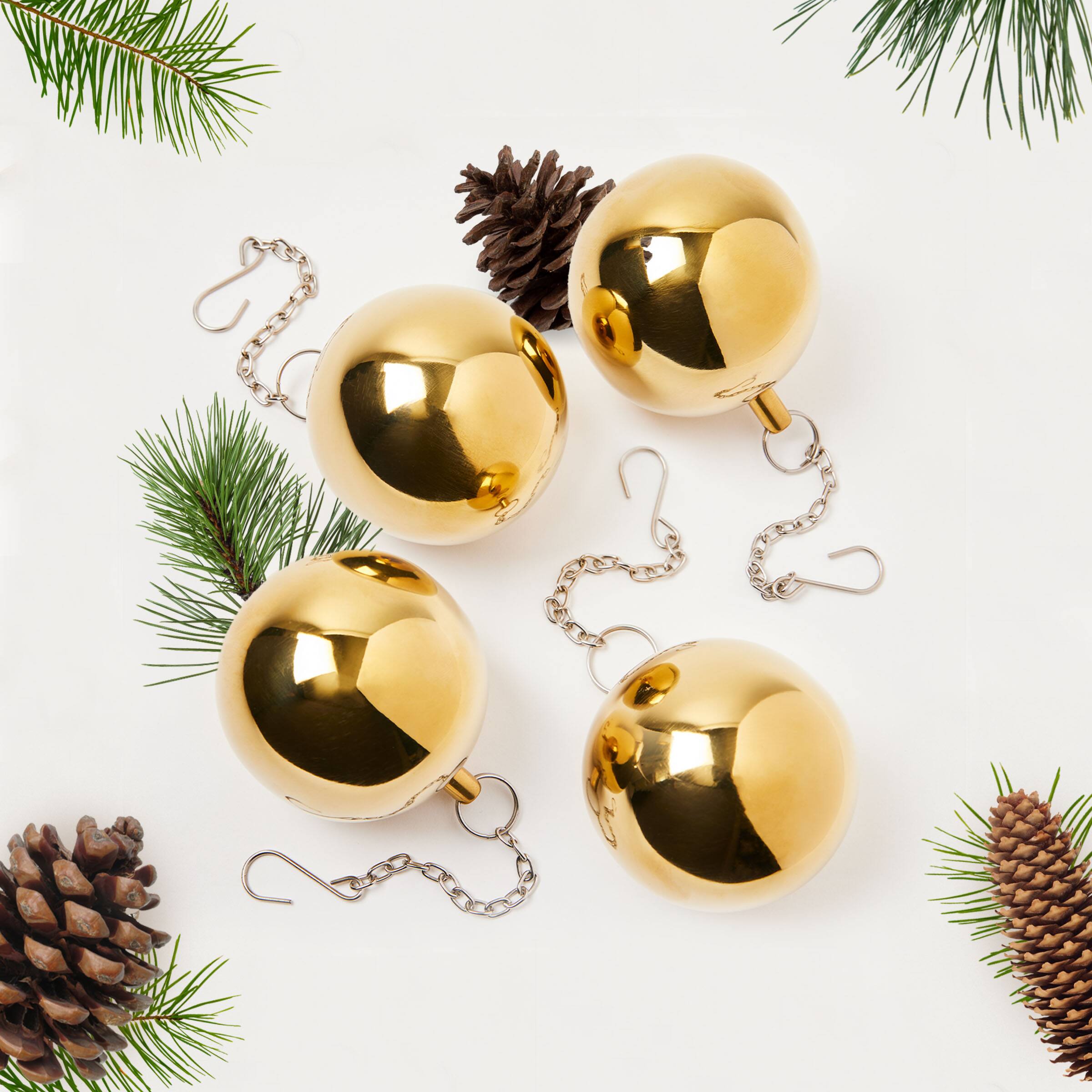 Alt View 2. Kings County Tools - 4Pcs Christmas Ornaments Set - Gold Brass.