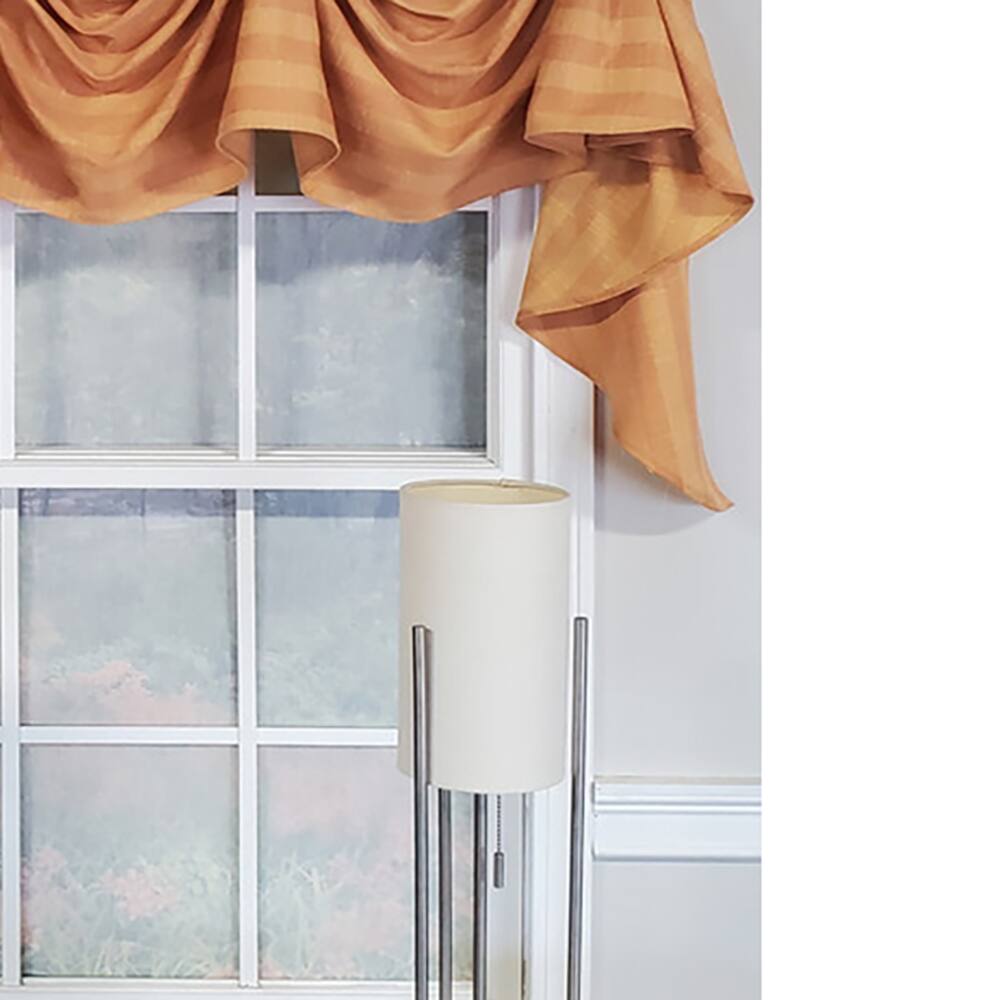 Left. RLF Home - RLF Home Modern Design Orange Lane Victory Swag 3-Scoop Window Valance 50" x 25" Mustard - Mustard.
