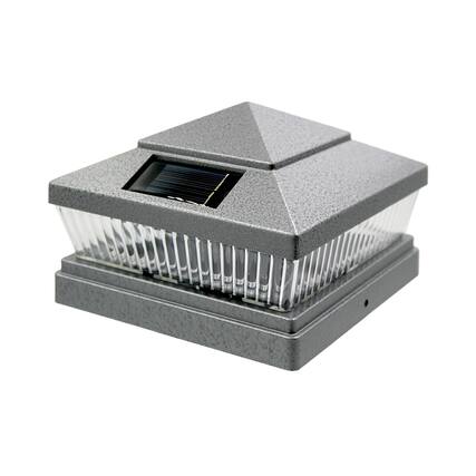 Front. FC Design - FC Design Silver Solar Post Cap Light 5 Ultra-Bright LED 78 Lumen Fit 6x6 Inch Wood Vinyl Deck Post , set of 2 - Multicolor.