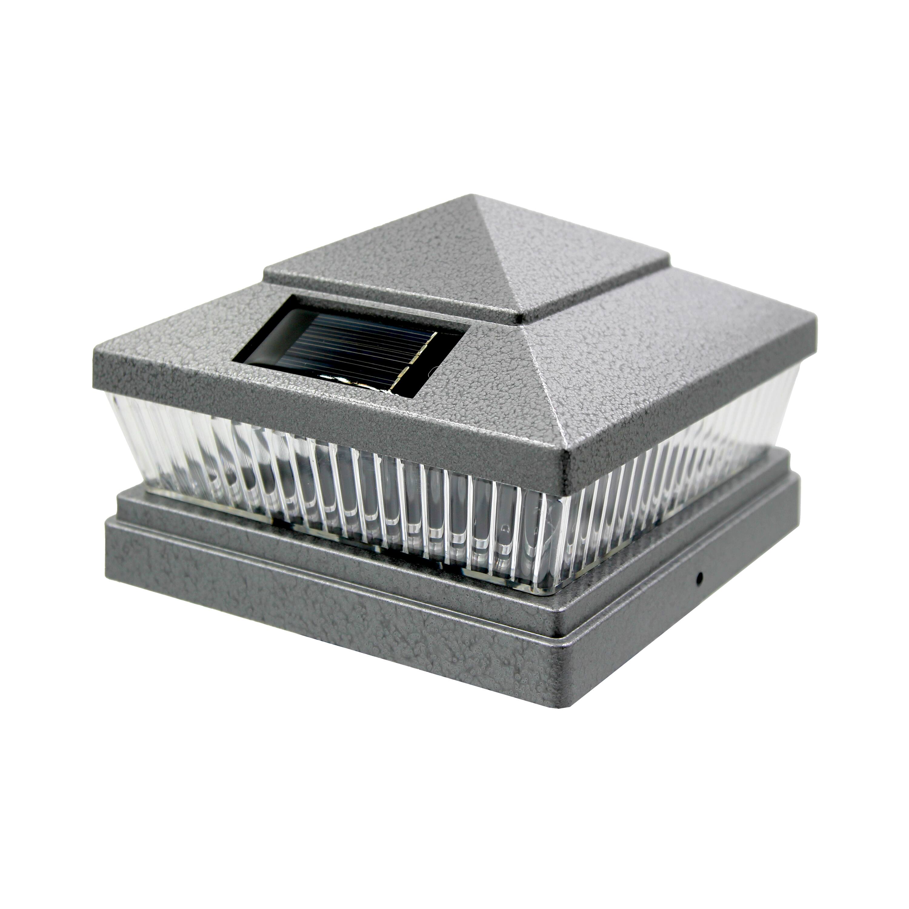 Front. FC Design - FC Design Silver Solar Post Cap Light 5 Ultra-Bright LED 78 Lumen Fit 4x4 Inch Wood Vinyl Deck Posts , set of 6 - Multicolor.