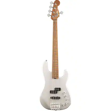 Front. Charvel - Charvel Pro-Mod San Dimas Bass PJ V 5-String Bass Guitar, Platinum Pearl.