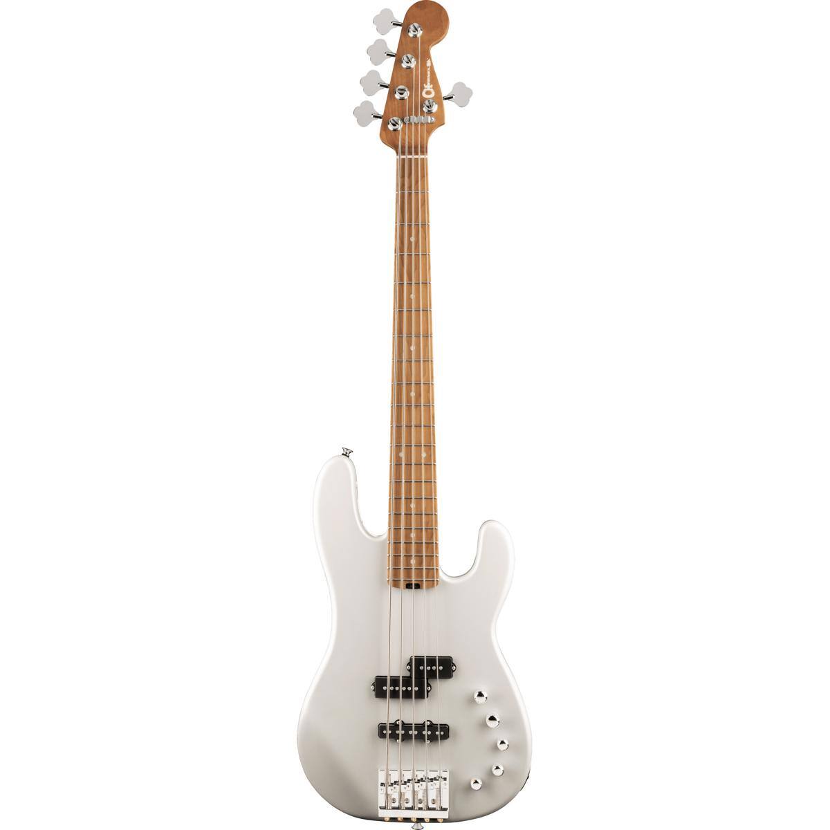 Front. Charvel - Charvel Pro-Mod San Dimas Bass PJ V 5-String Bass Guitar, Platinum Pearl.