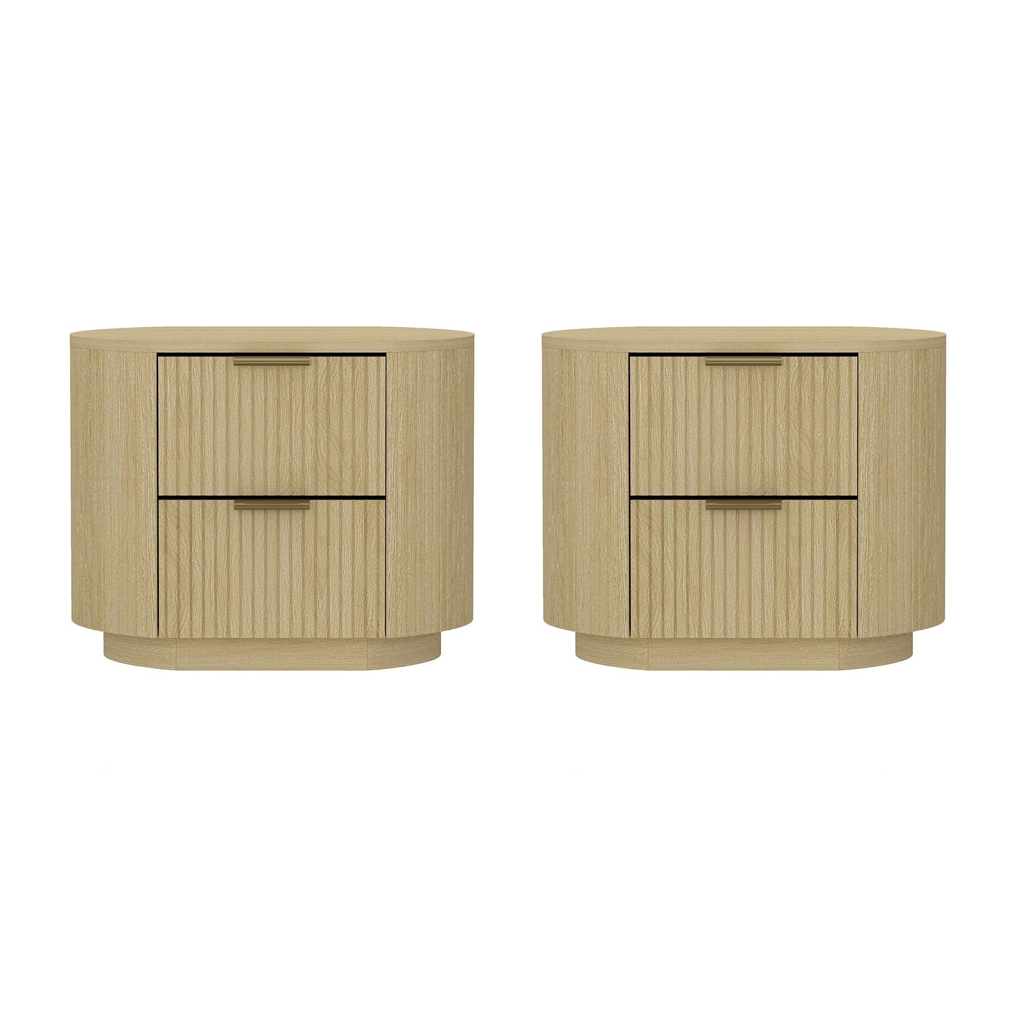 Manhattan Comfort - Olivia Modern 27" Nightstand - Set of 2 - Natural Oak