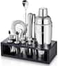 KITESSENSU - 12-Piece Cocktail Shaker Set with Stand | Mixology Bartender Kit Bar Set with Essential Bar Accessories for Home Bar - sliver