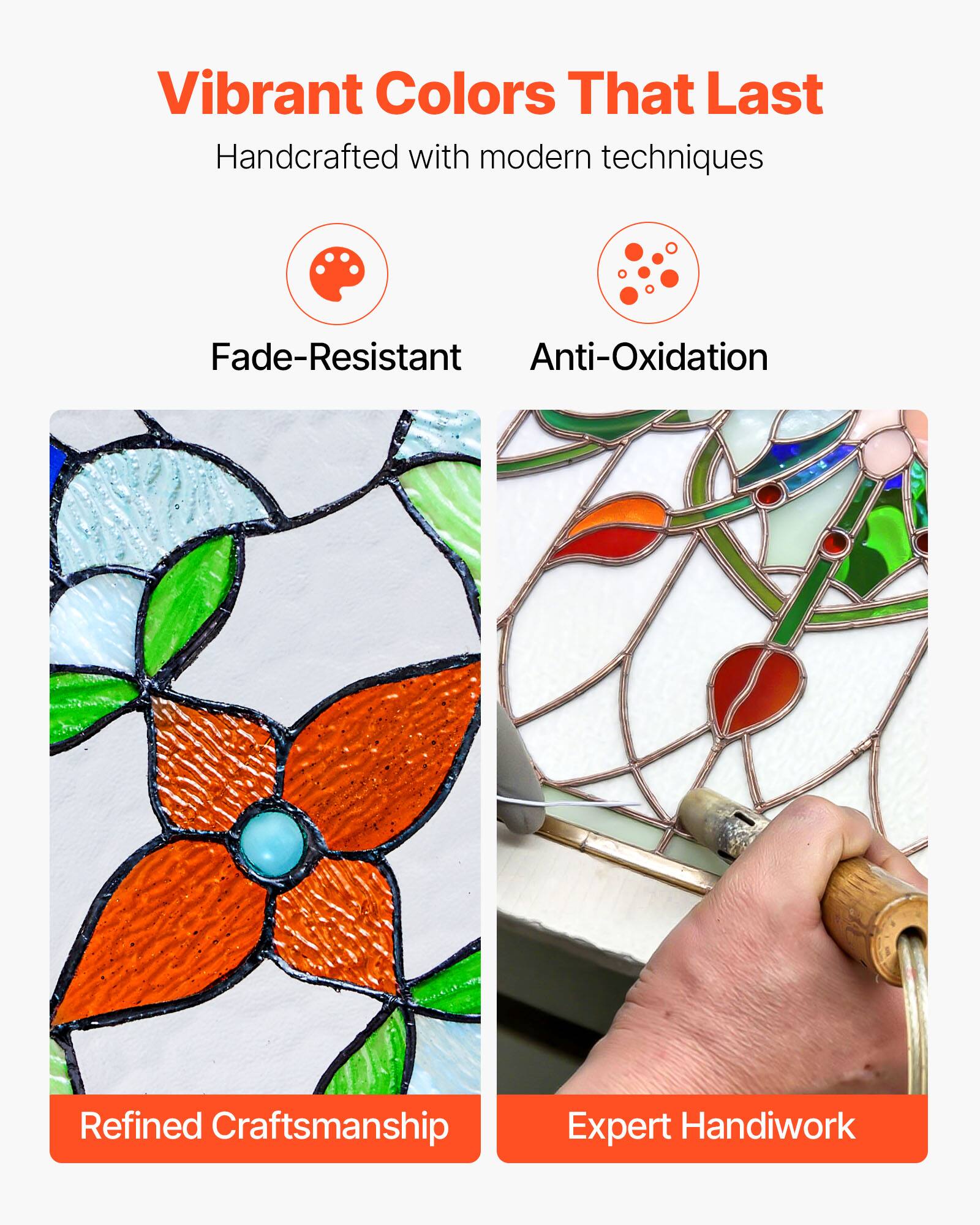 Vibrant Colors That Last  
Handcrafted with modern techniques  
Fade-Resistant  
Anti-Oxidation  
Refined Craftsmanship  
Expert Handiwork