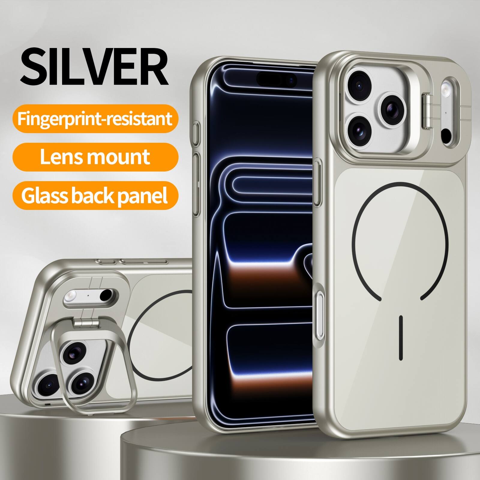 SILVER  
Fingerprint-resistant  
Lens mount  
Glass back panel