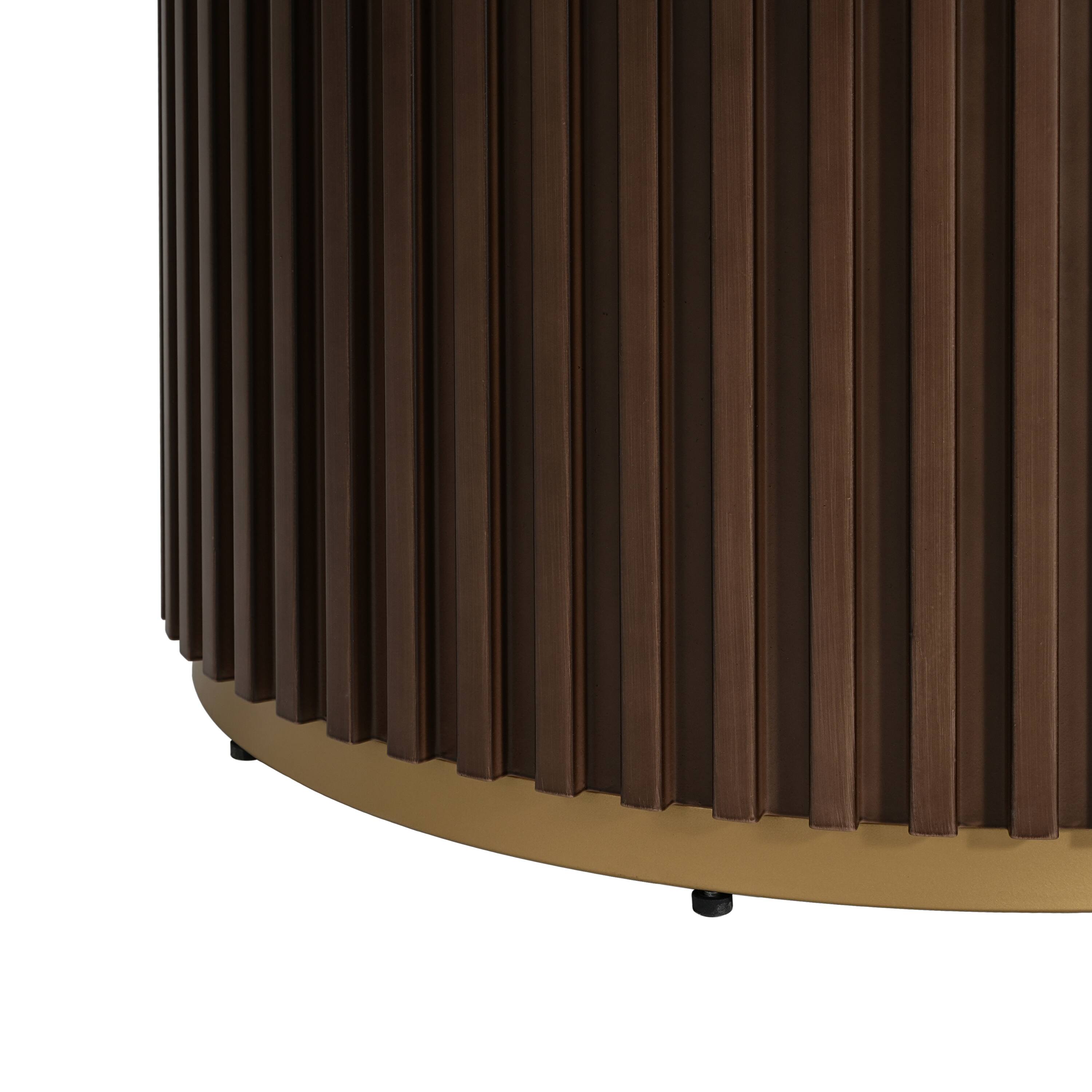 Alt View 2. Loheer - Loheer 47 inch round dining table, walnut pedestal base for four - Walnut.