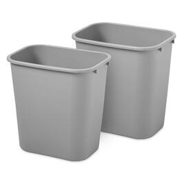 RubberMaid - Resin Wastebasket, Plastic Under Desk Trash Can, 7 Gal, 2 Pack - Gray