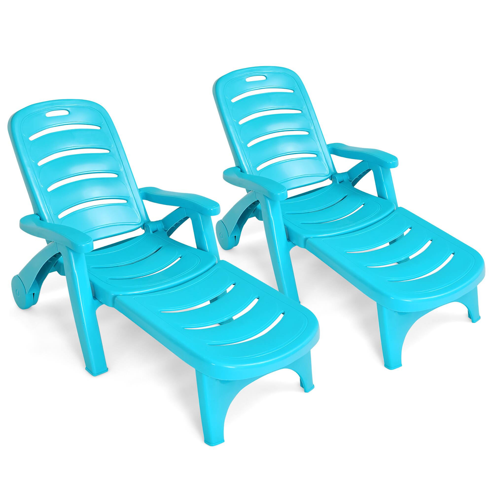 Costway - 2 PCS Folding Chaise Lounge Chair 5-Position Adjustable - Turquoise price history on PriceWatchPro