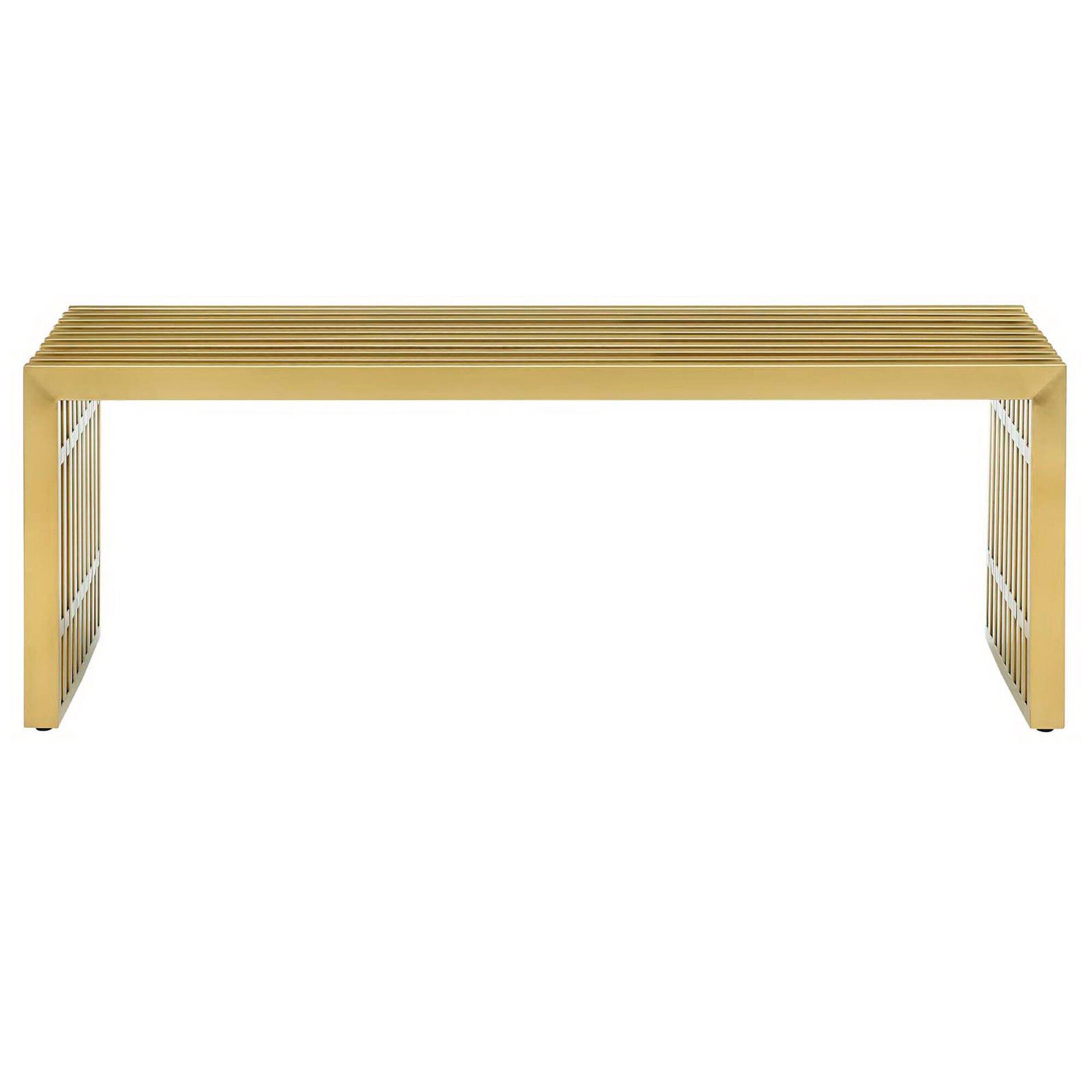 Left. Modway - Gridiron Medium Stainless Steel Bench by Modway - Yellow.