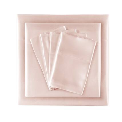 Front. Gracie Mills - Gracie Mills Coralie 6-Piece Wrinkle-free Satin Sheet Set - Blush.