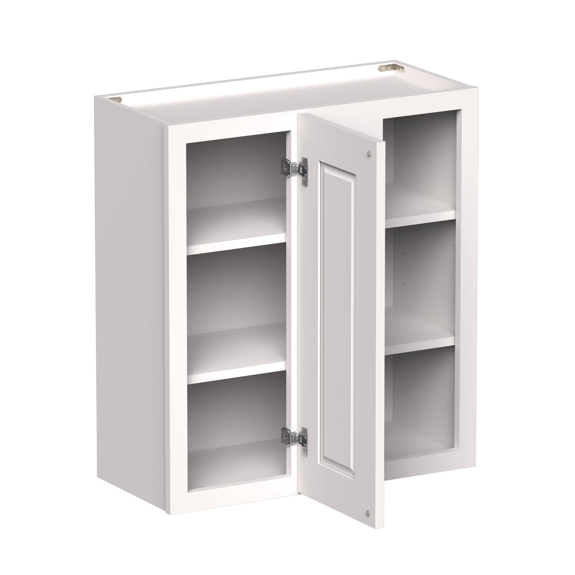 Angle. Boyel Living - 27-in W x 30-in H x 12-in D Shaker RTA Kitchen Corner Wall Cabinet with Soft-Close - White Shaker.
