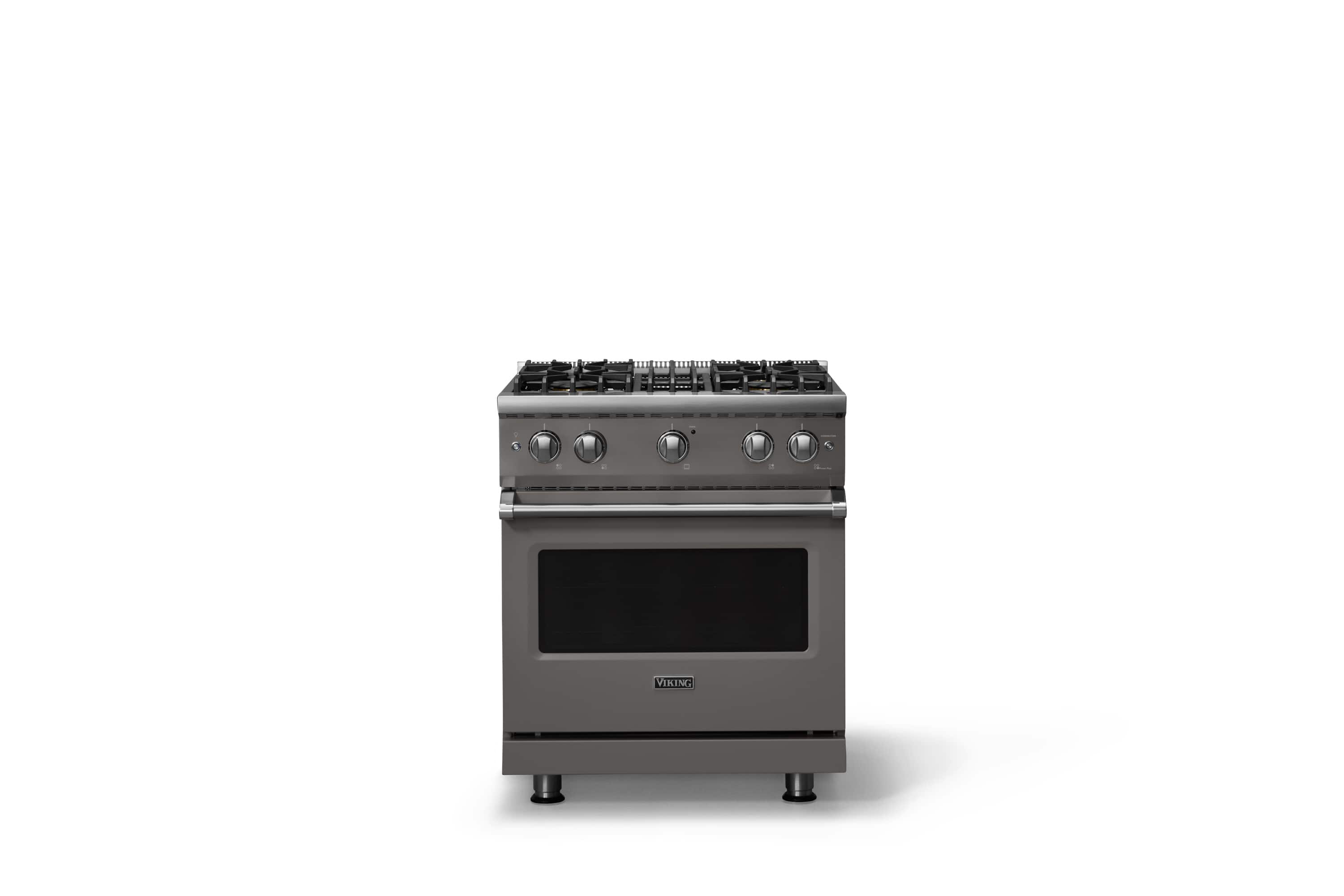 Front. Viking - 30 in. Wide Pro 5 Series 4.0 Cu. Ft. Freestanding Sealed 4 Burner Liquid Propane Gas Convection Range - Damascus Gray - Damascus Gray.