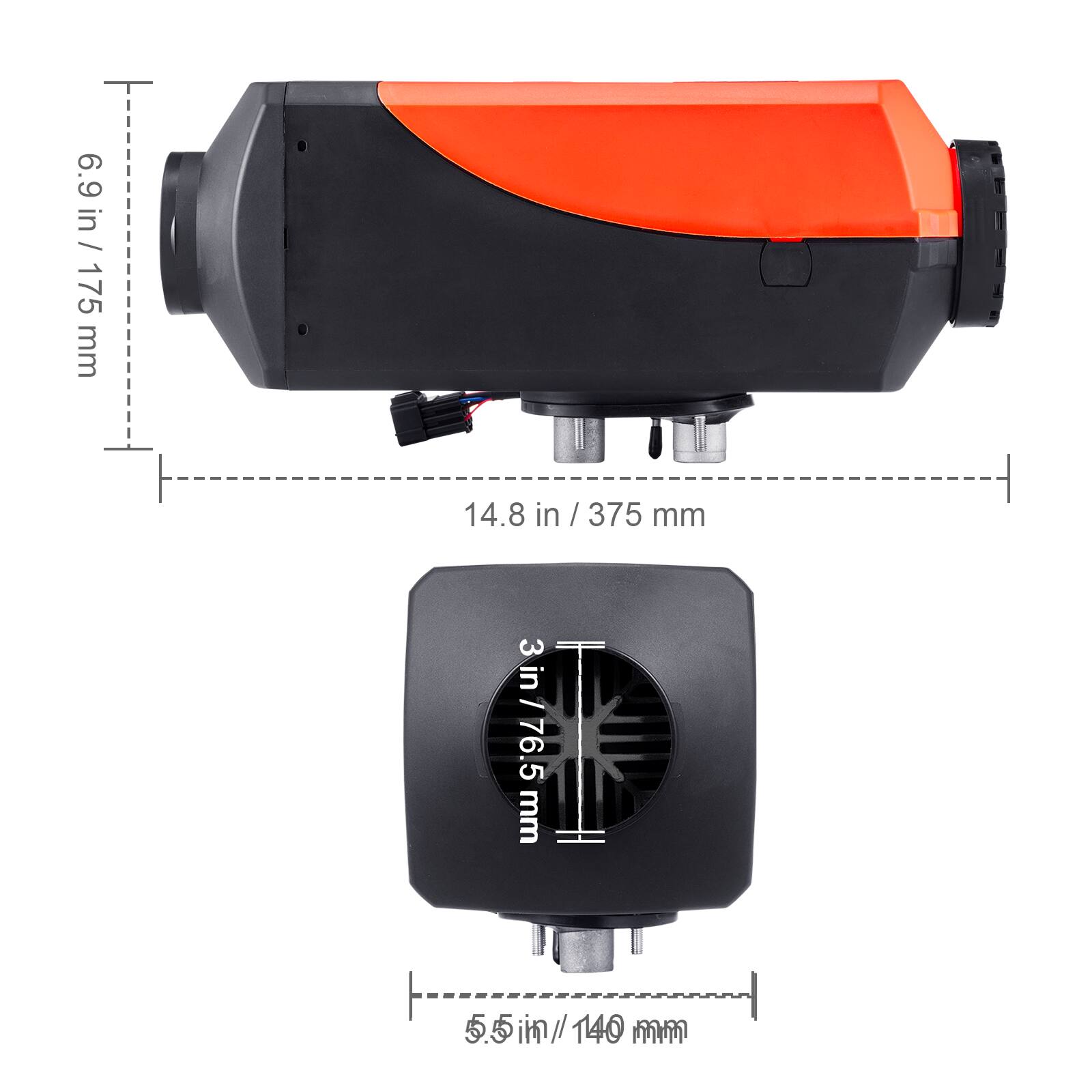6.9 in / 175 mm  
14.8 in / 375 mm  
3 in / 76.5 mm  
5.5 in / 140 mm
