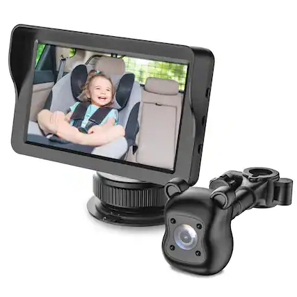 Front. Rexing - BC500 Pro In-Car Baby Monitor/Car Cam – 1080p IR Night Vision, Magnetic Mount - Black.