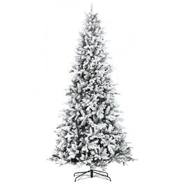 Homcom - Pine Snow Flocked Artificial Christmas Tree, 616 Realistic Cedar Branches, Auto Open, Holiday - Green