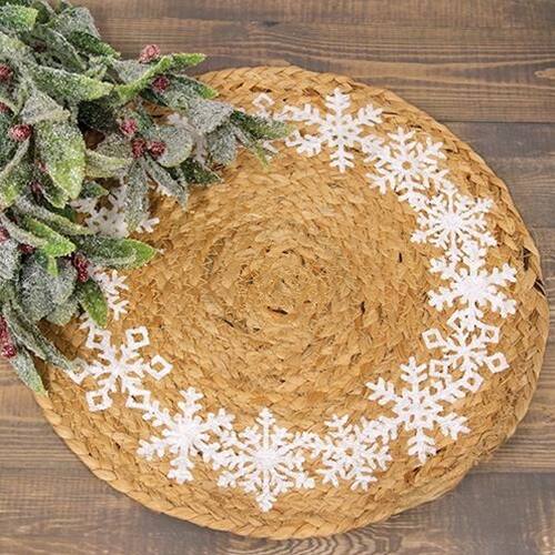 Angle. BreeBe - Snowflake Ring Jute Table Mat - Brown.