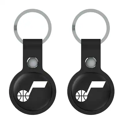 Front. Keyscaper - Black Utah Jazz Two-Pack AirTag Holders - Black.