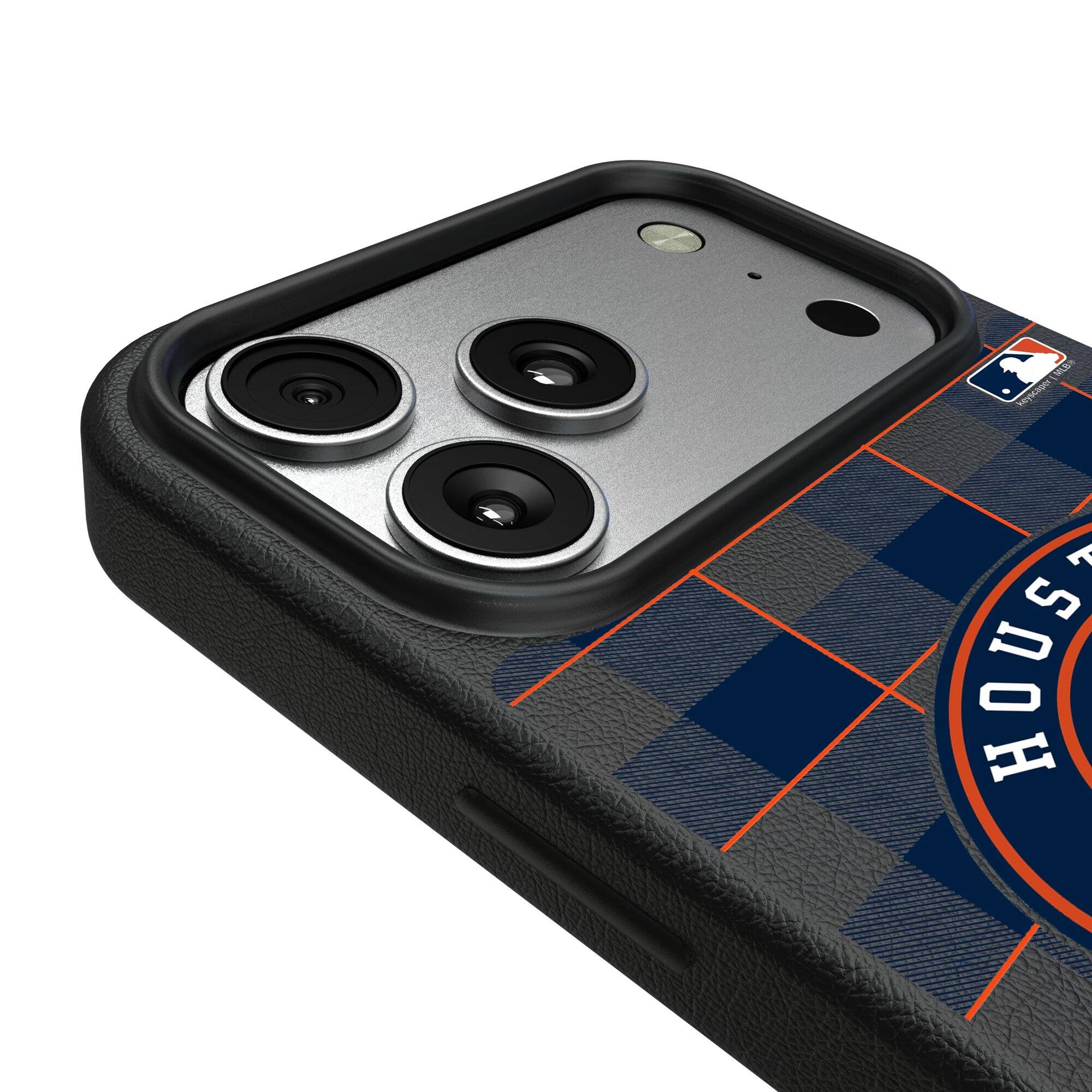 Alt View 2. Keyscaper - Houston Astros Plaid Magnetic Bump iPhone Case - 17 Air - Black.