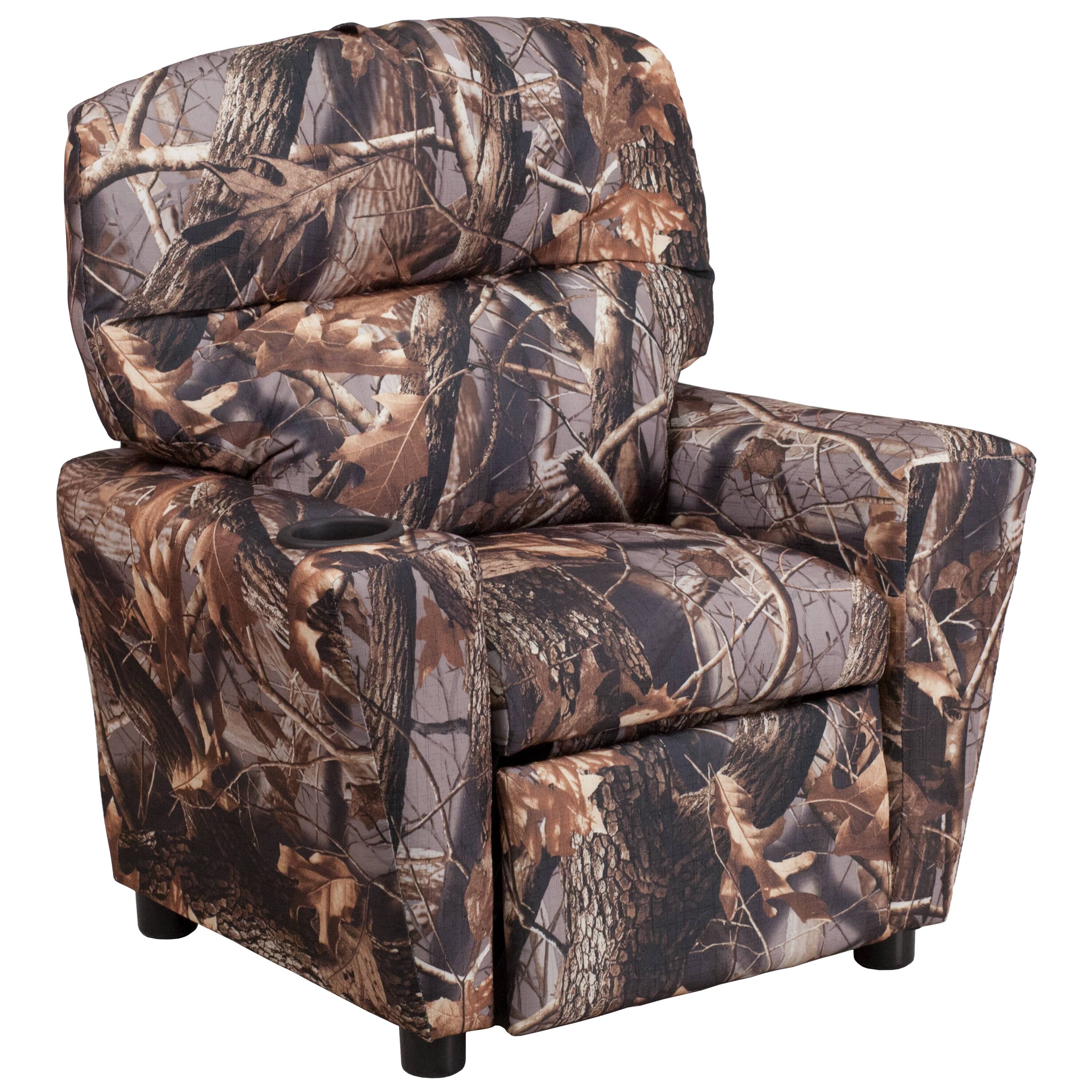 Front. Alamont Home - Contemporary Kids Recliner with Cup Holder - Camouflage Fabric.