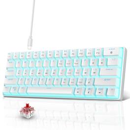METALTON - Wired Mechanical Gaming Rgb Backlit Keys Small white Red Switches - White(Ice Blue Light)/Red Switch