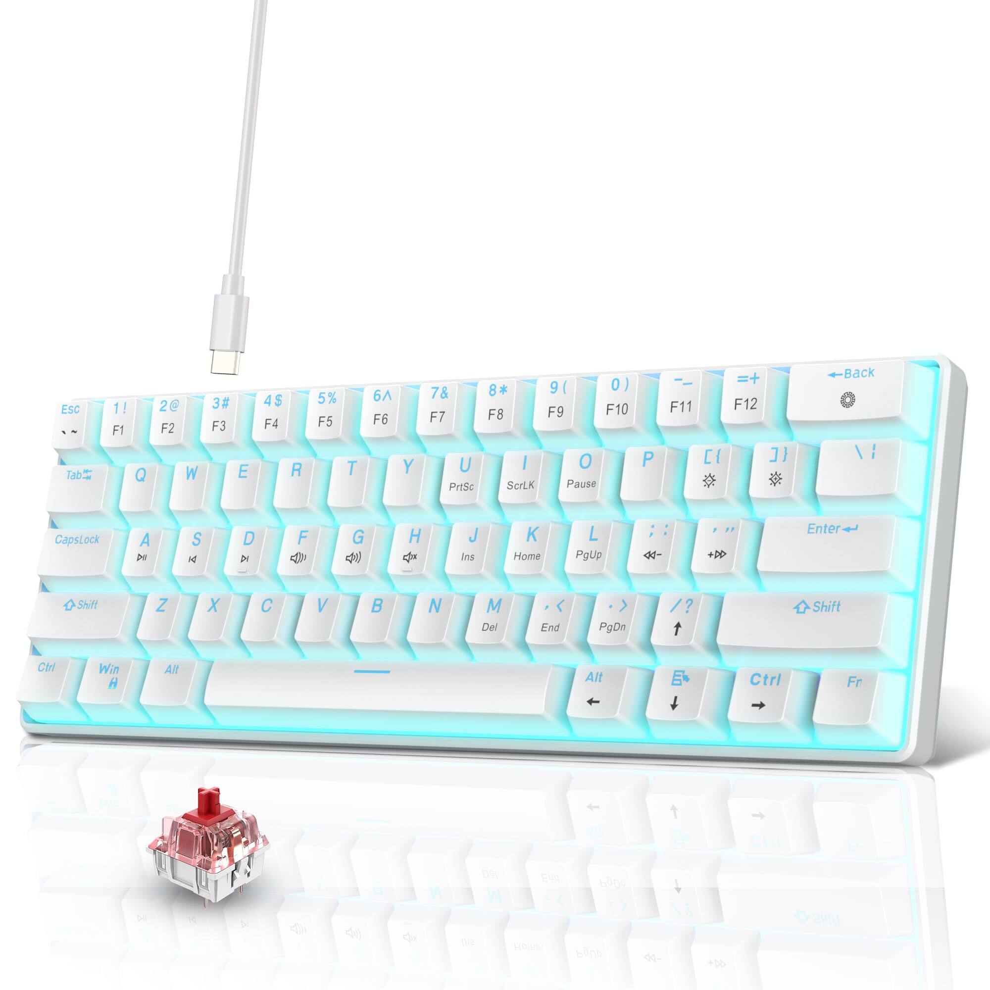White(Ice Blue Light)/Red Switch