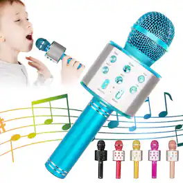 METALTON - Karaoke Microphone For And Adults 5 in 1 Mic Player Recorder With Adjustable Remix Fm Radio Teens - Blue