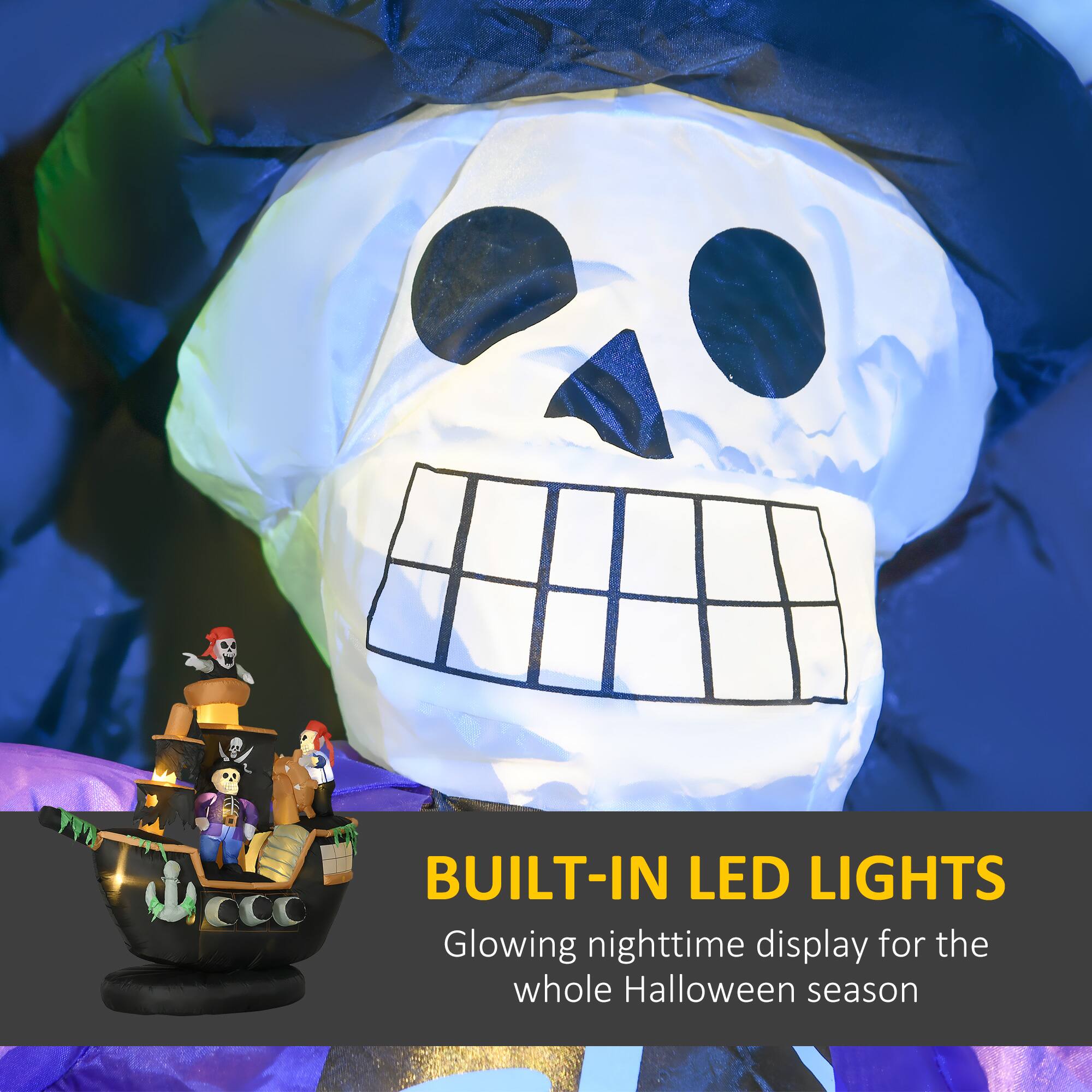 BUILT-IN LED LIGHTS  
Glowing nighttime display for the whole Halloween season