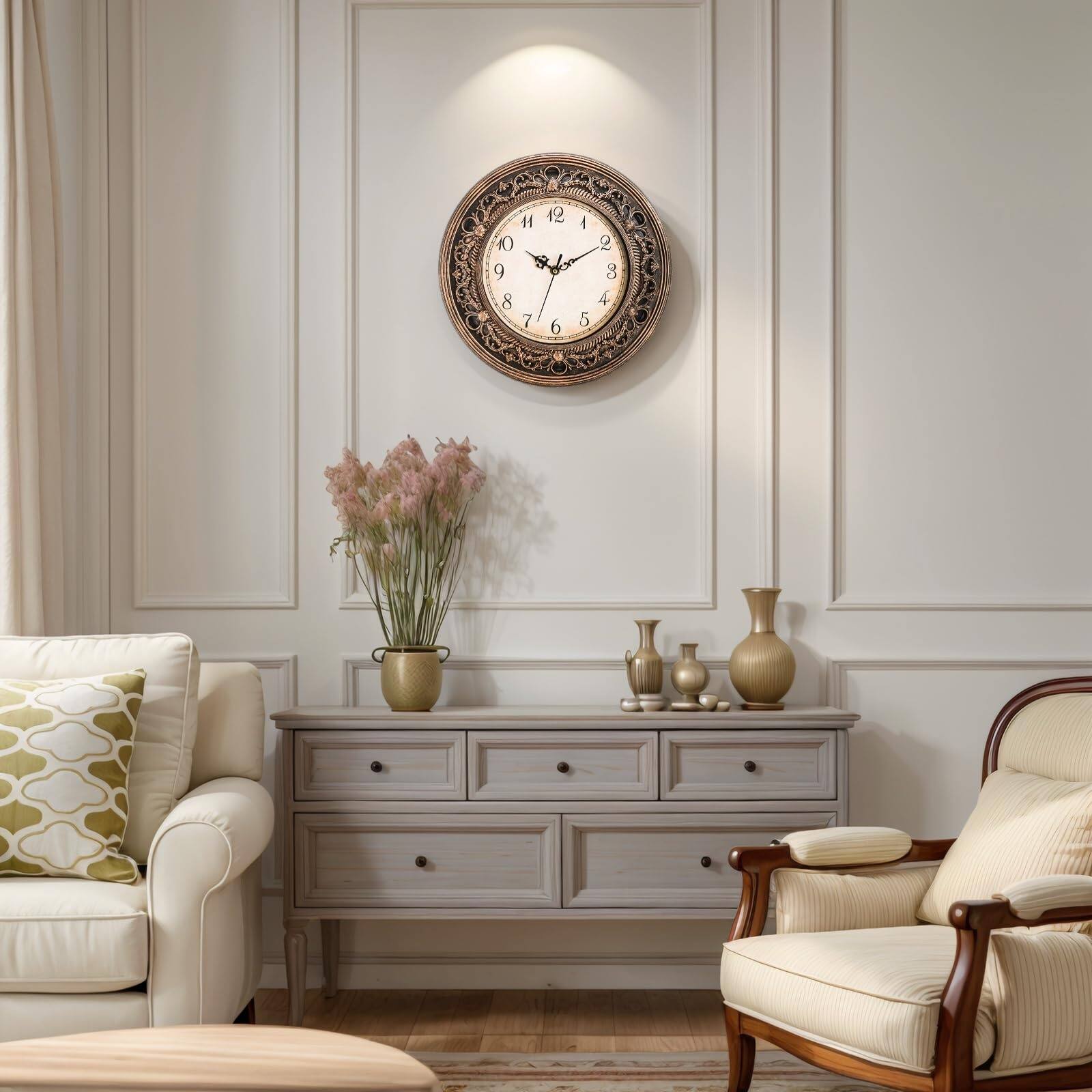 Alt View 2. Dazzed Corner - Battery Operated Plastic Silent Wall Clock, 13 Inch Wall Clocks - Brown.