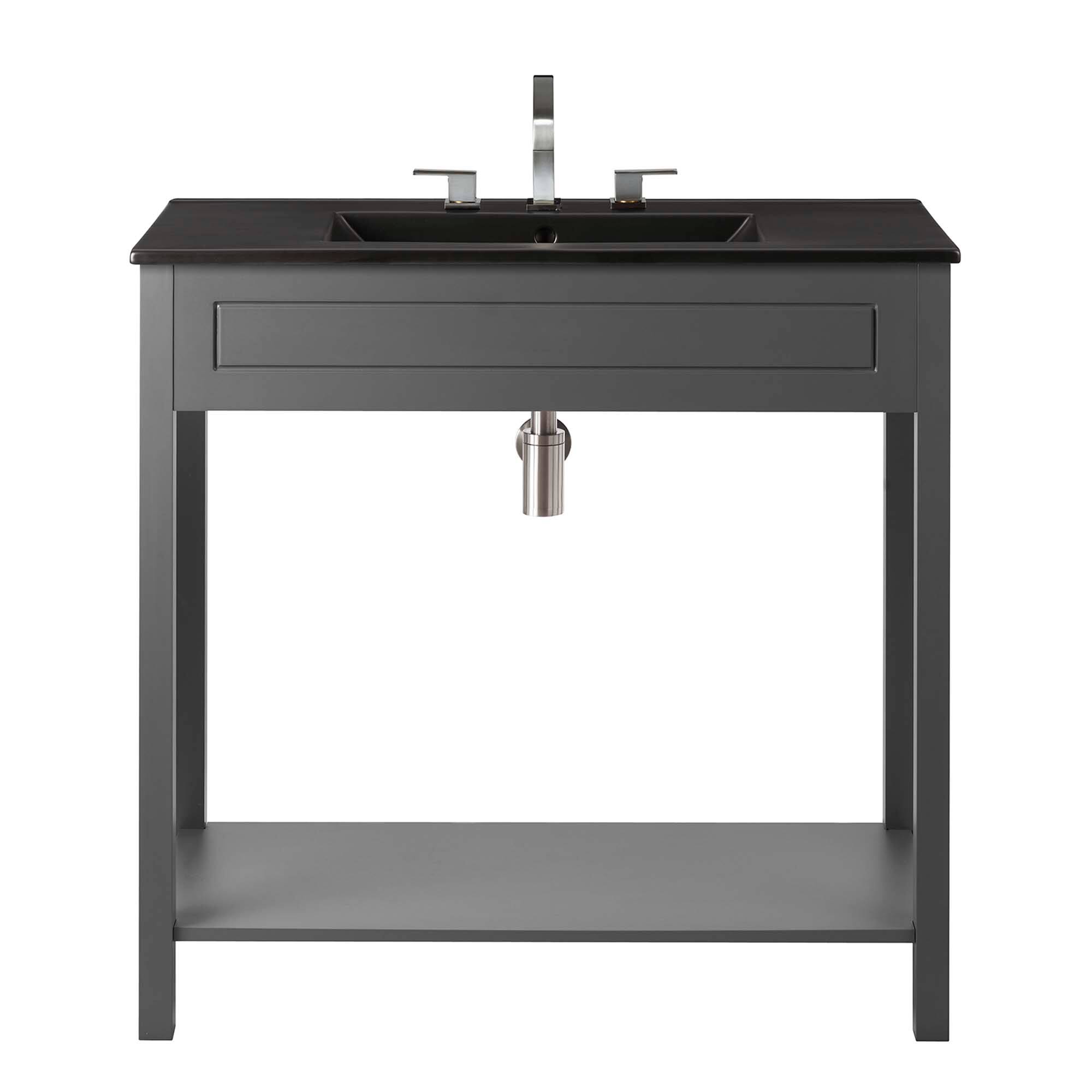 Alt View 3. Modway - Altura Bathroom Vanity Basin Included by Modway - Gray Black.