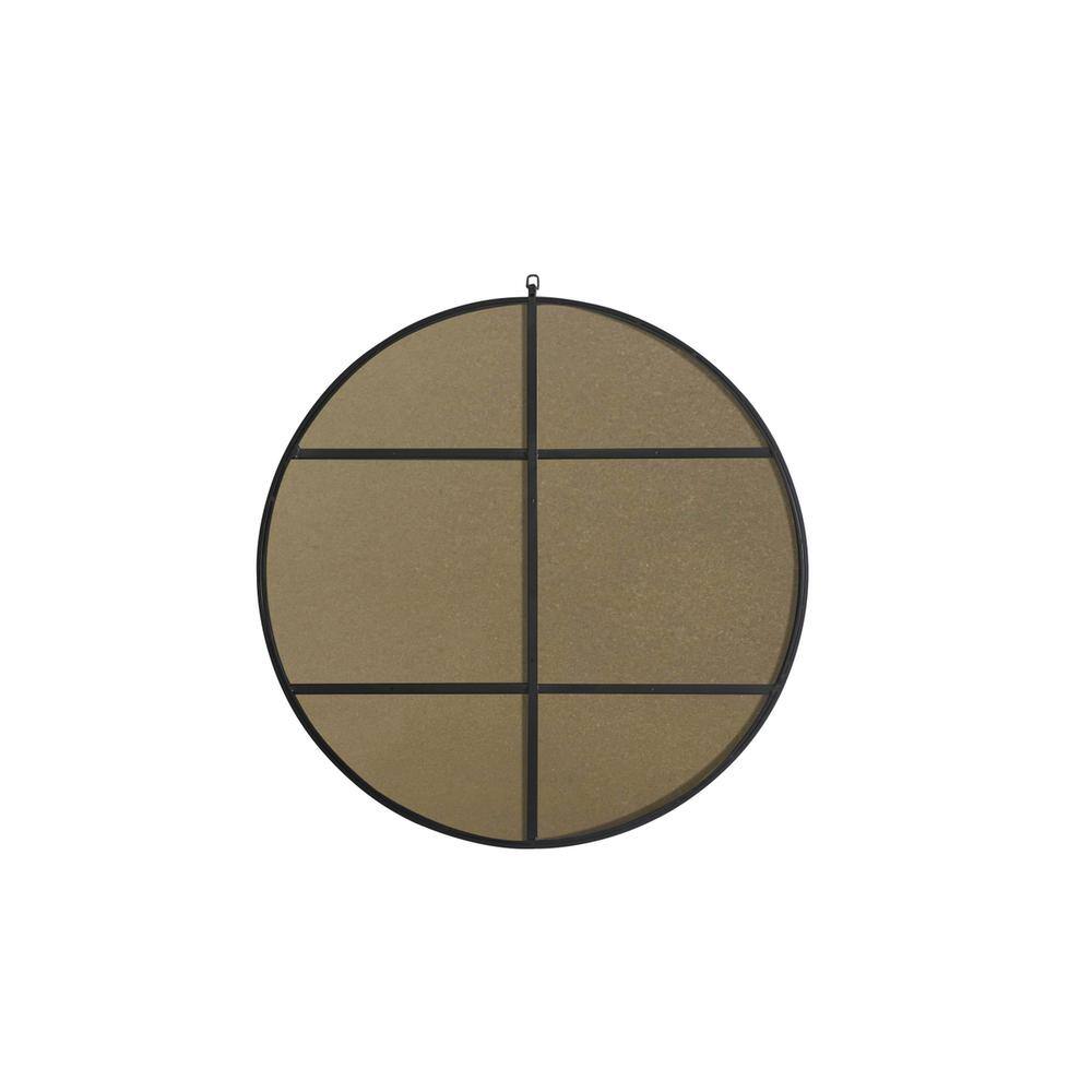Back. Elegant Decor - Metal frame Round Mirror with decorative hook 48 inch Black finish - Black.