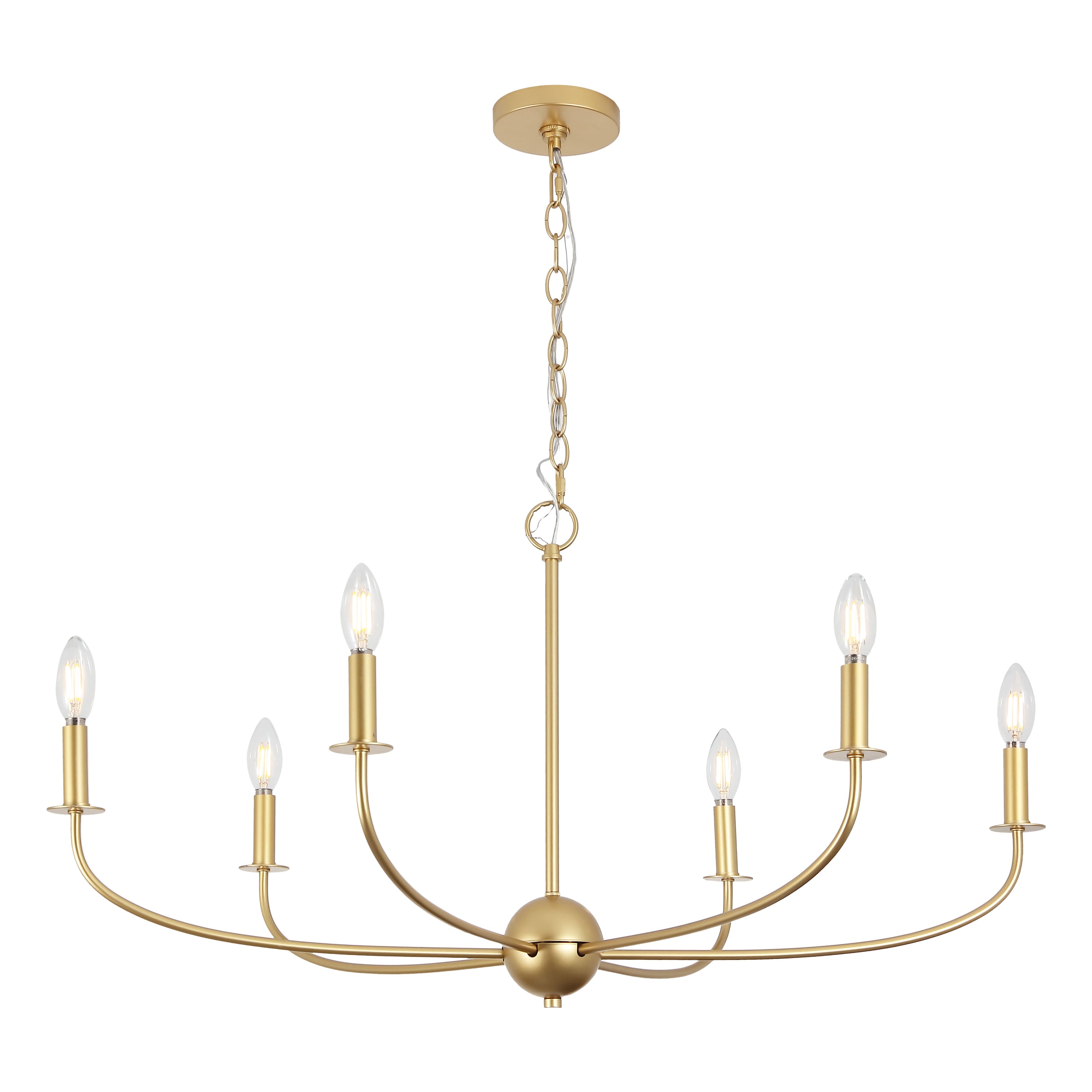 "Jonathan Y - Ainsley 35"" 6-Light Grand Traditional Adjustable Swooping Arm Candle-Style Metal LED Chandelier - Gold Painting" price history on PriceWatchPro