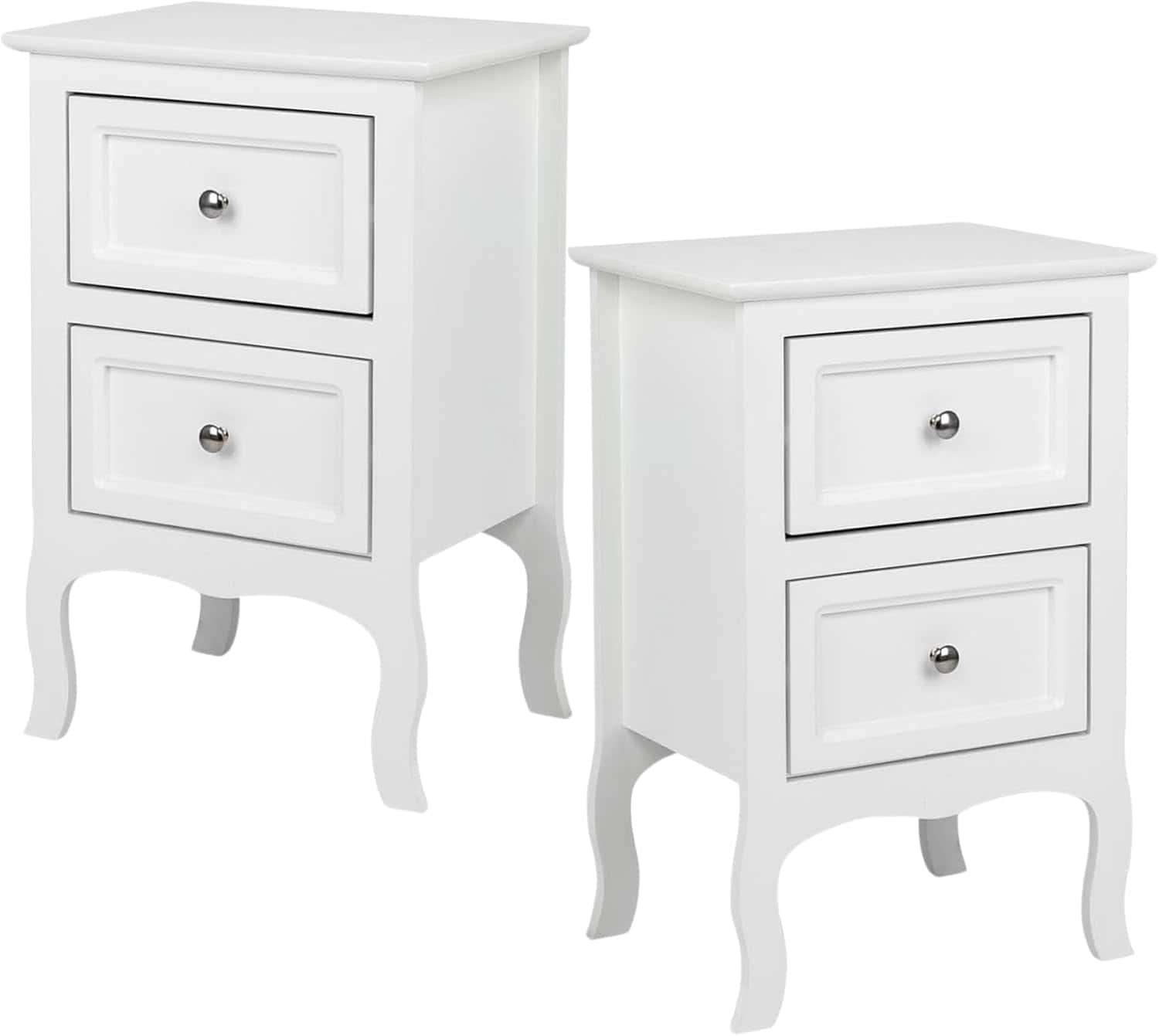 Winado - Nightstand Set of 2. Farmhouse End Side Table Set of 2 Bedside Nightstands Chest with Drawers Small Night Stand - White