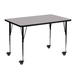 Emma + Oliver - Mobile 30x48 Rectangle Laminate Adjustable Activity Table - Gray