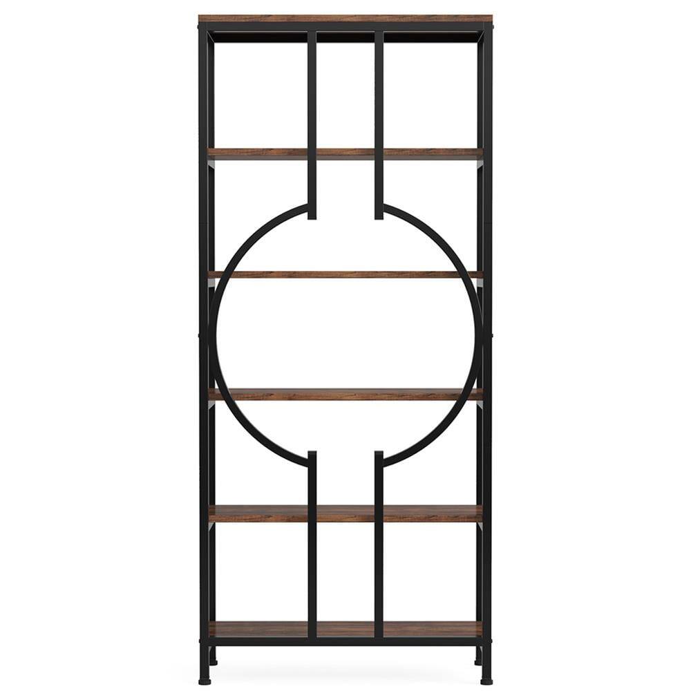 Left. Kadyn - Kadyn Bookshelf, Storage Shelf, Bookcase,6-Tier Bookshelf, 70.9" Industrial Bookcase Display Shelf,Walnut & Black - Walnut & Black.