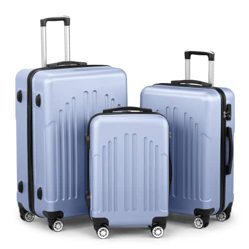 Winado - 20"24"28" Trolley Case 3-Piece Hardside Lightweight Spinner Luggage Bag Set with TSA Lock - Sea Blue