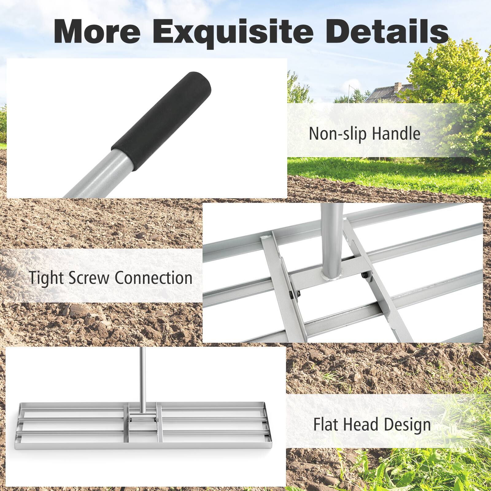 More Exquisite Details

- Non-slip Handle
- Tight Screw Connection
- Flat Head Design