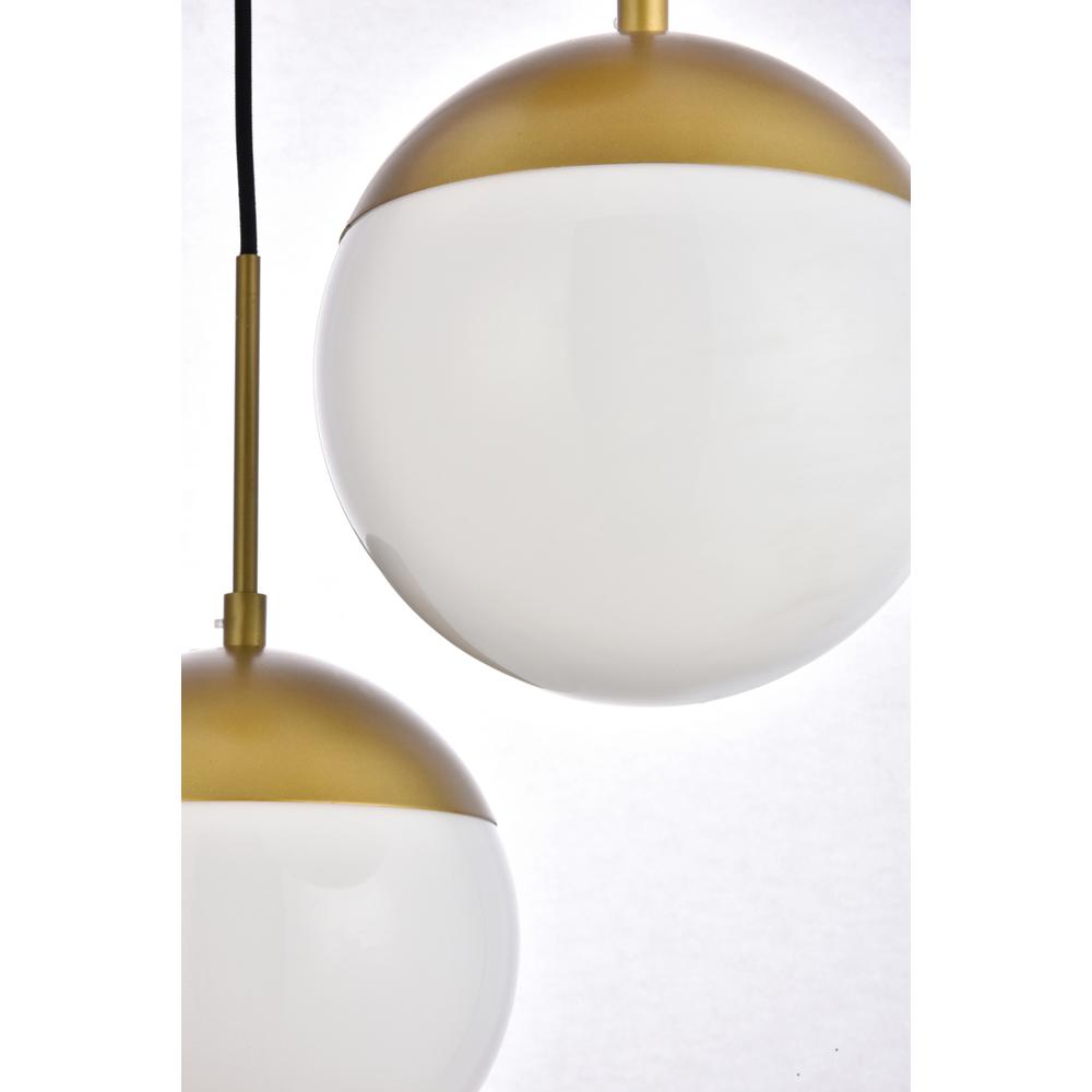 Back. Living District - Eclipse 3 Lights Brass Pendant With Frosted White Glass - Brass And Frosted White.