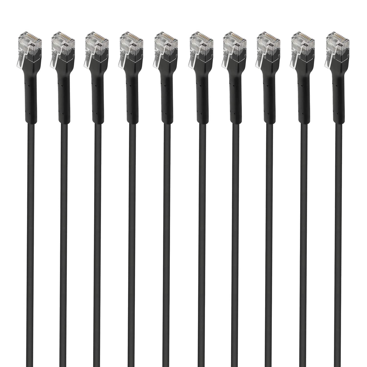 Intellinet - CAT-6 U/UTP FlexiBoot Slim Network Patch Cable 10 Pack 10 Ft - Black