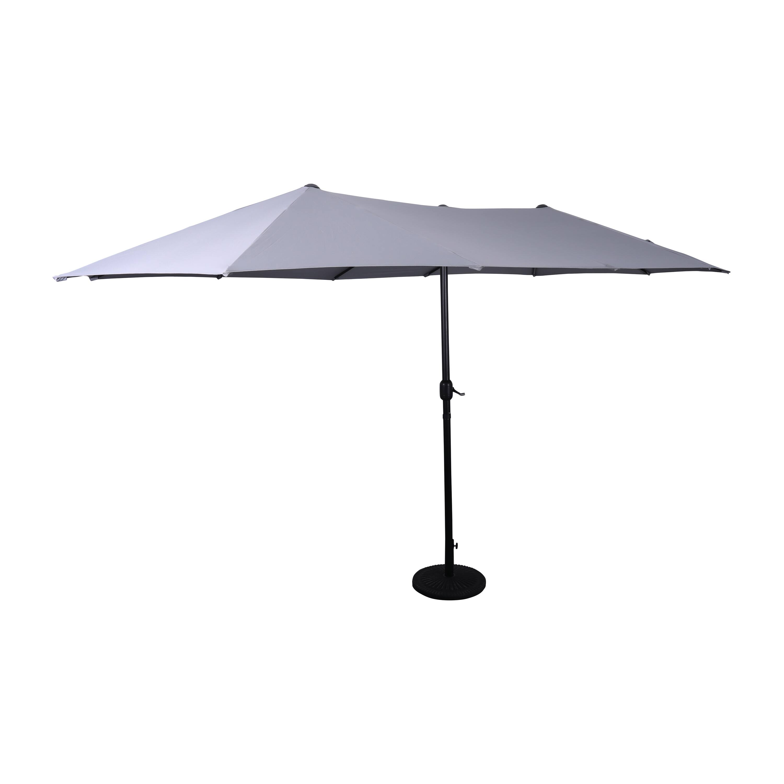 Alt View 1. Emma + Oliver - Ewing 15 FT Weather and Water-Resistant Triple Head Patio Umbrella with Crank Handle and Easy Tilt - Gray.