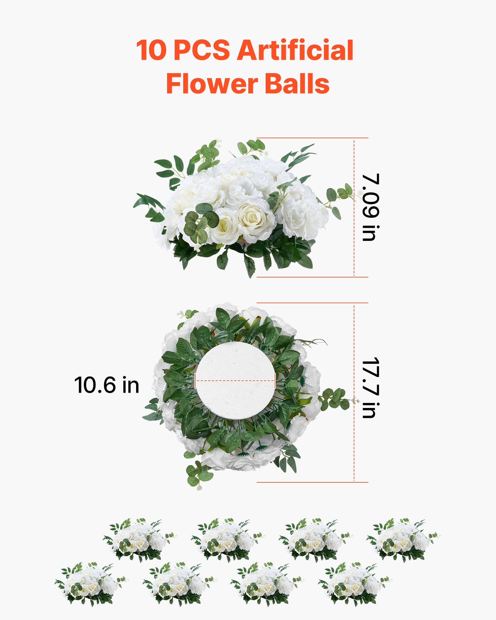 10 PCS Artificial Flower Balls

7.09 in  
10.6 in  
17.7 in