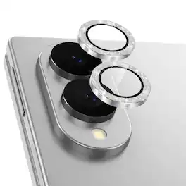 Dteck - Glitter Camera Lens Protector for Samsung Galaxy Z Fold8, Scratch Resistant Tempered Glass Metal Individual Lens Cover - Silver