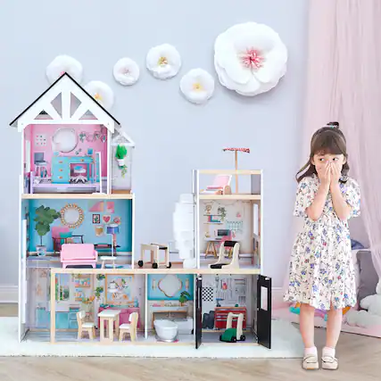 Front. Teamson Kids - Olivia's Little World Dreamland 3-Story Mansion Dollhouse for 12" Dolls.
