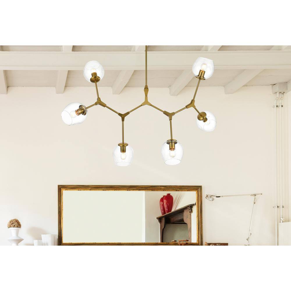 Left. Elegant Lighting - Cavoli 49 inch Chandelier in Brass - Brass.